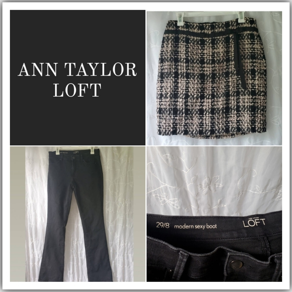 Ann Taylor LOFT bundle! Plaid skirt & jeans size 29/8